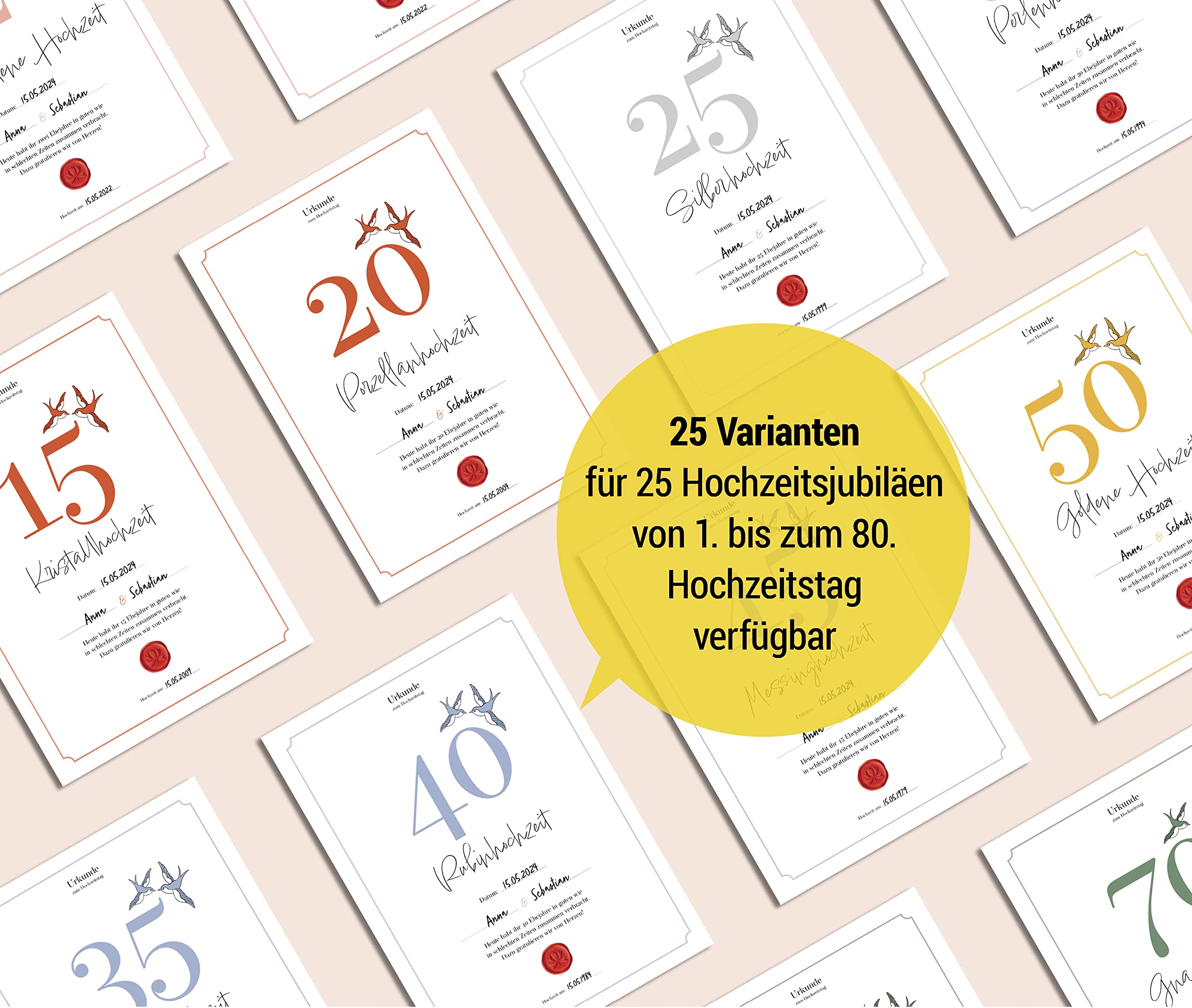 Hochzeitstagsurkunde  – Klassisch