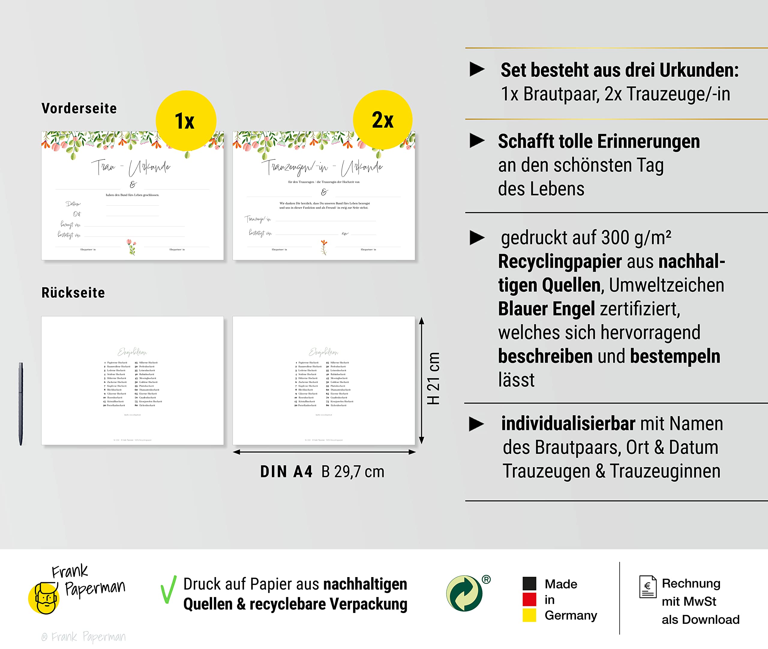 Urkunde Eheschließung – Floral