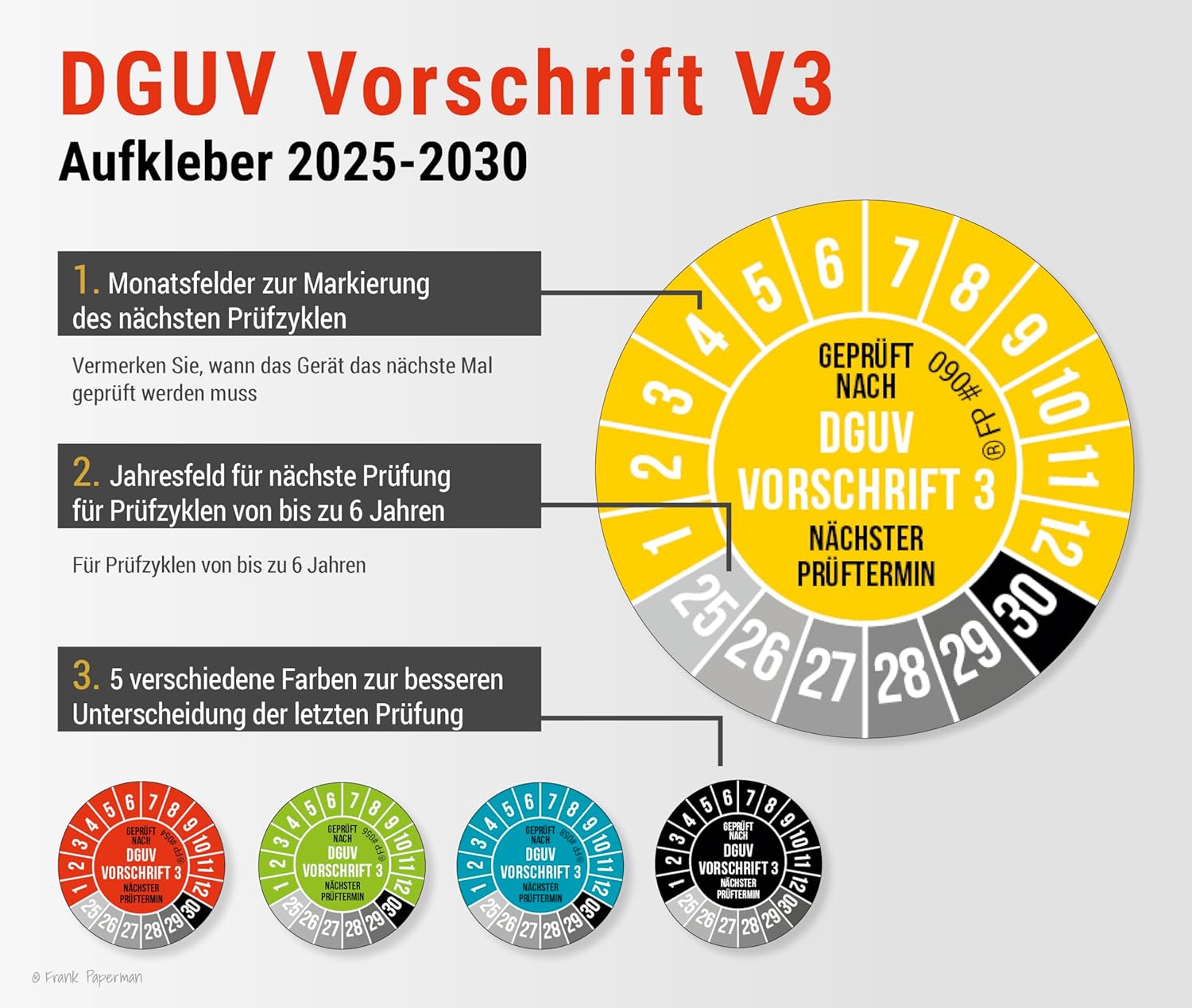 Prüfplaketten – DGUV V3 Gelb