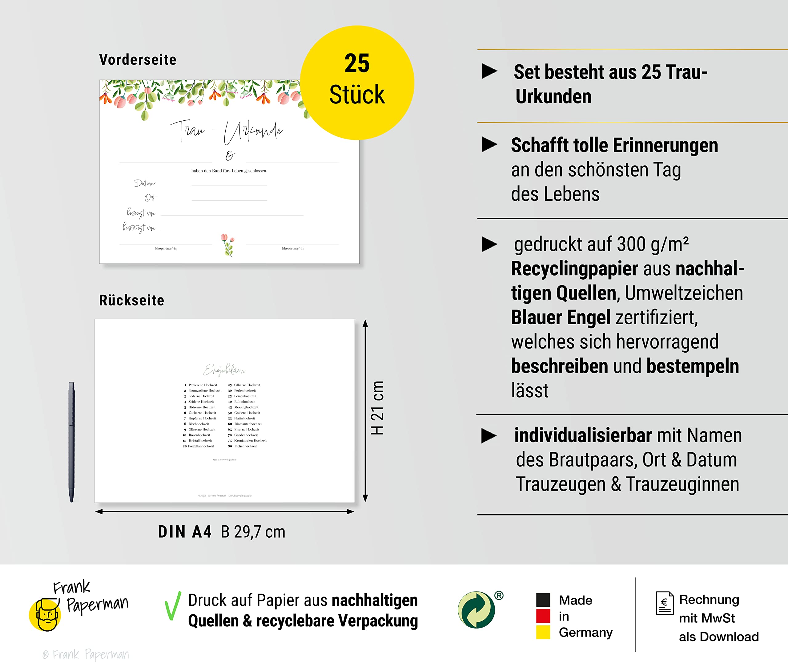 Urkunde Eheschließung – Floral