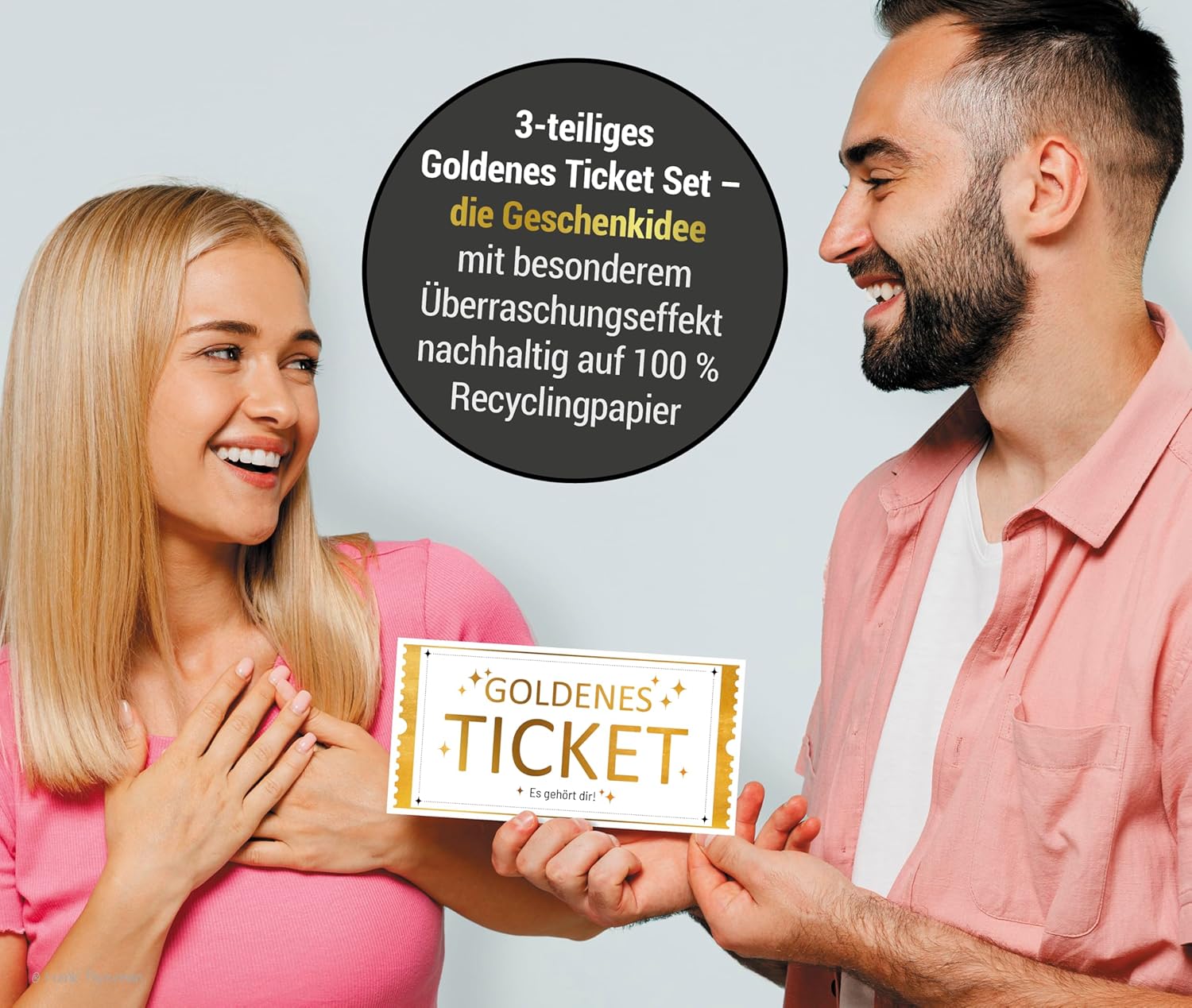Frank Paperman® | 1x Set Goldenes Ticket Gutschein mit Umschlag & Rubbelaufkleber | personalisierte Geschenke | Rubbelkarten zum selber beschriften | Gutschein zum selber ausfüllen mit Rubbelaufkleber
