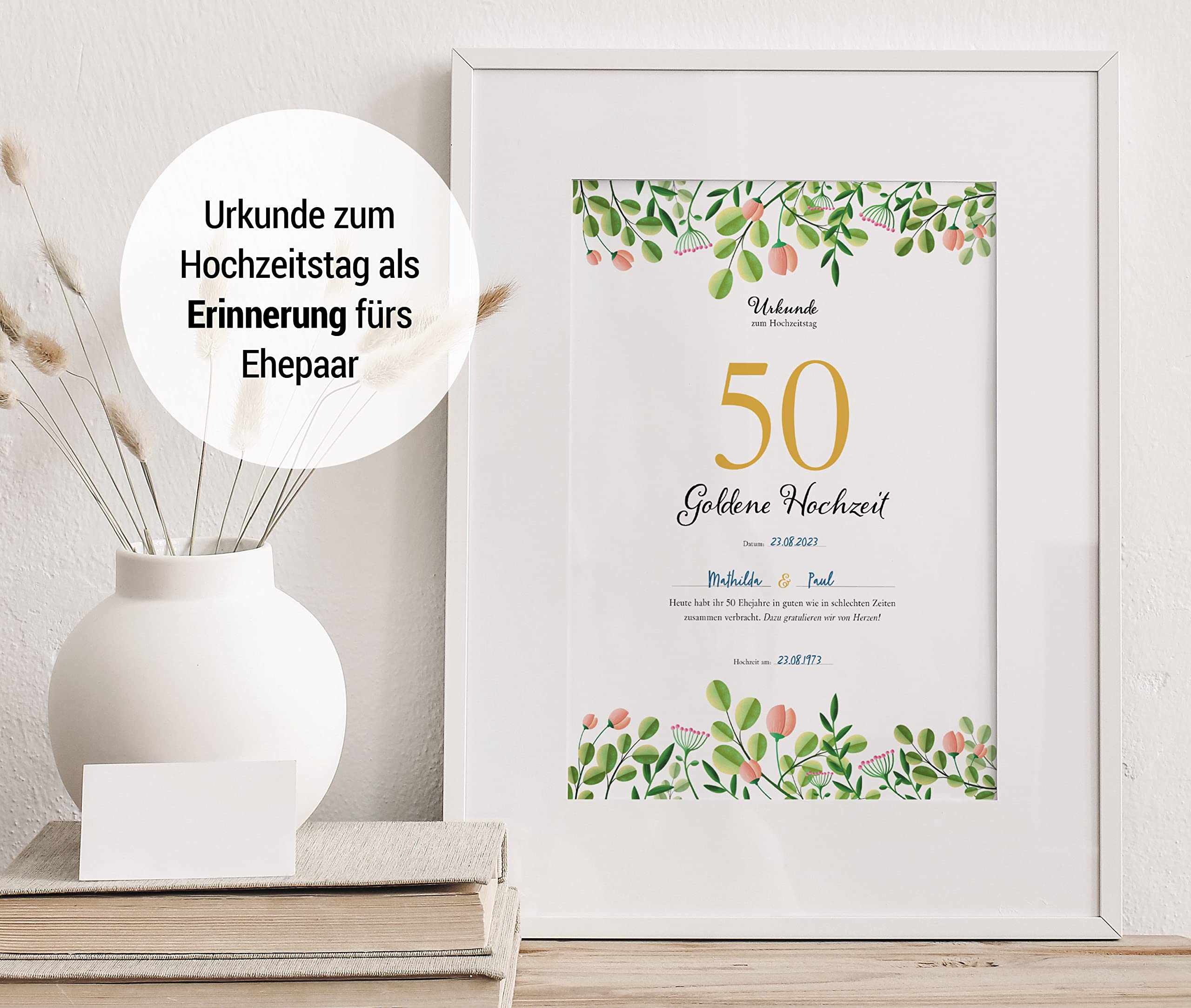 Hochzeitstagsurkunde – Floral