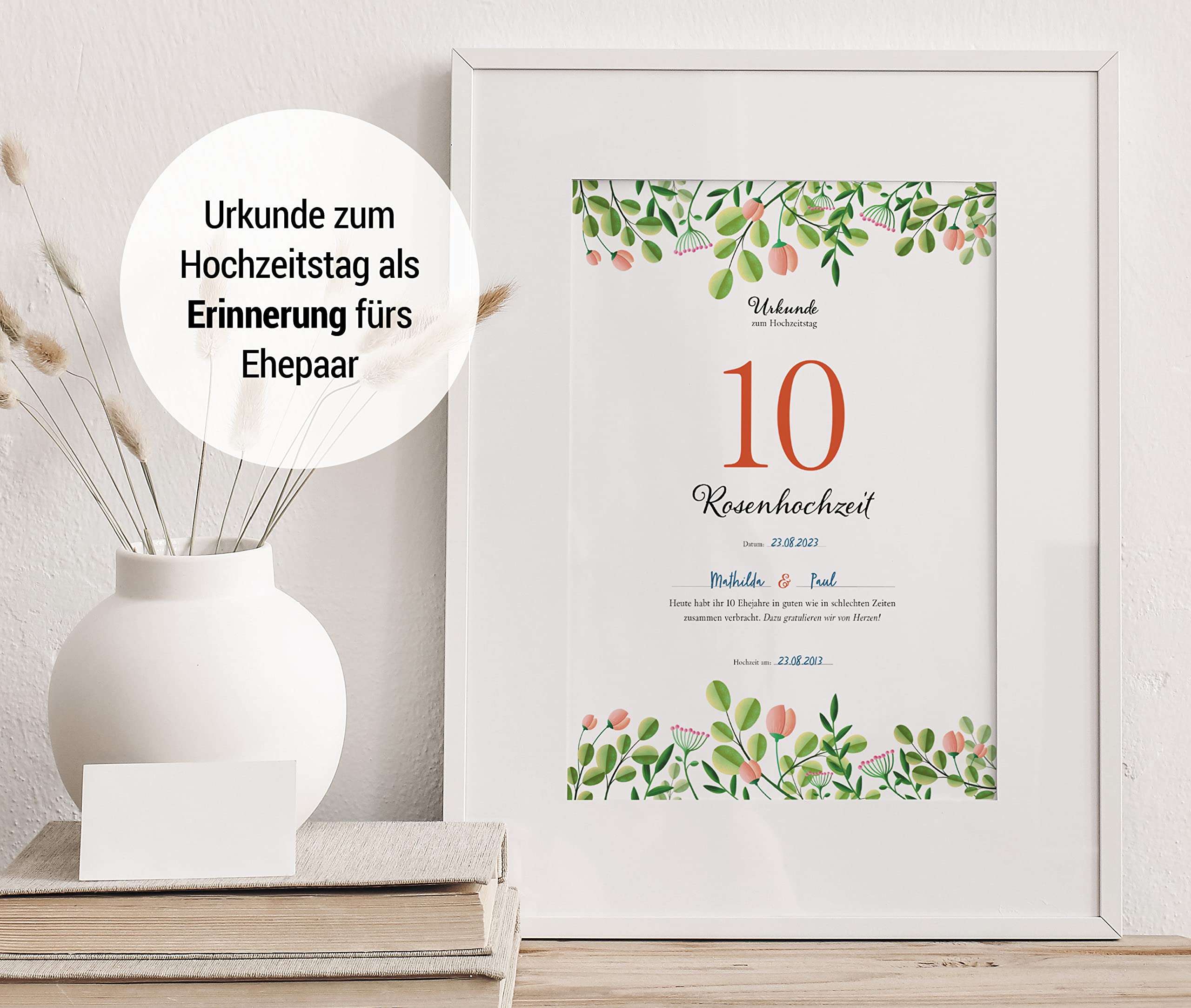 Hochzeitstagsurkunde – Floral