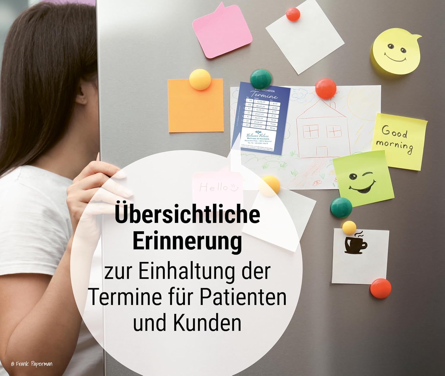 Frank Paperman® | 300 Terminzettel Praxis | 6 x Terminblock à 50 Blatt | blau | 7 Termine pro Zettel | für Ärzte, Heilpraktiker, Physio, Massage, Studios u.v.m.