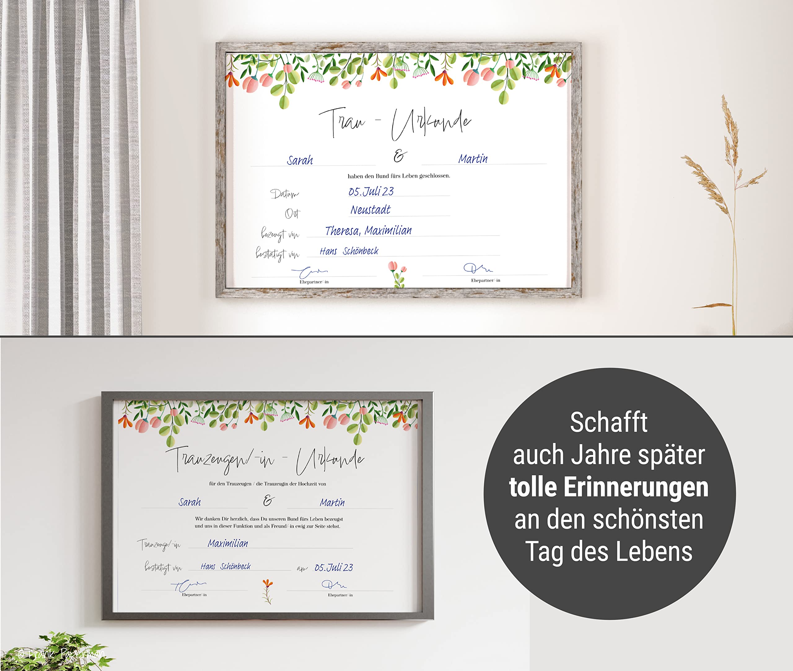 Urkunde Eheschließung – Floral