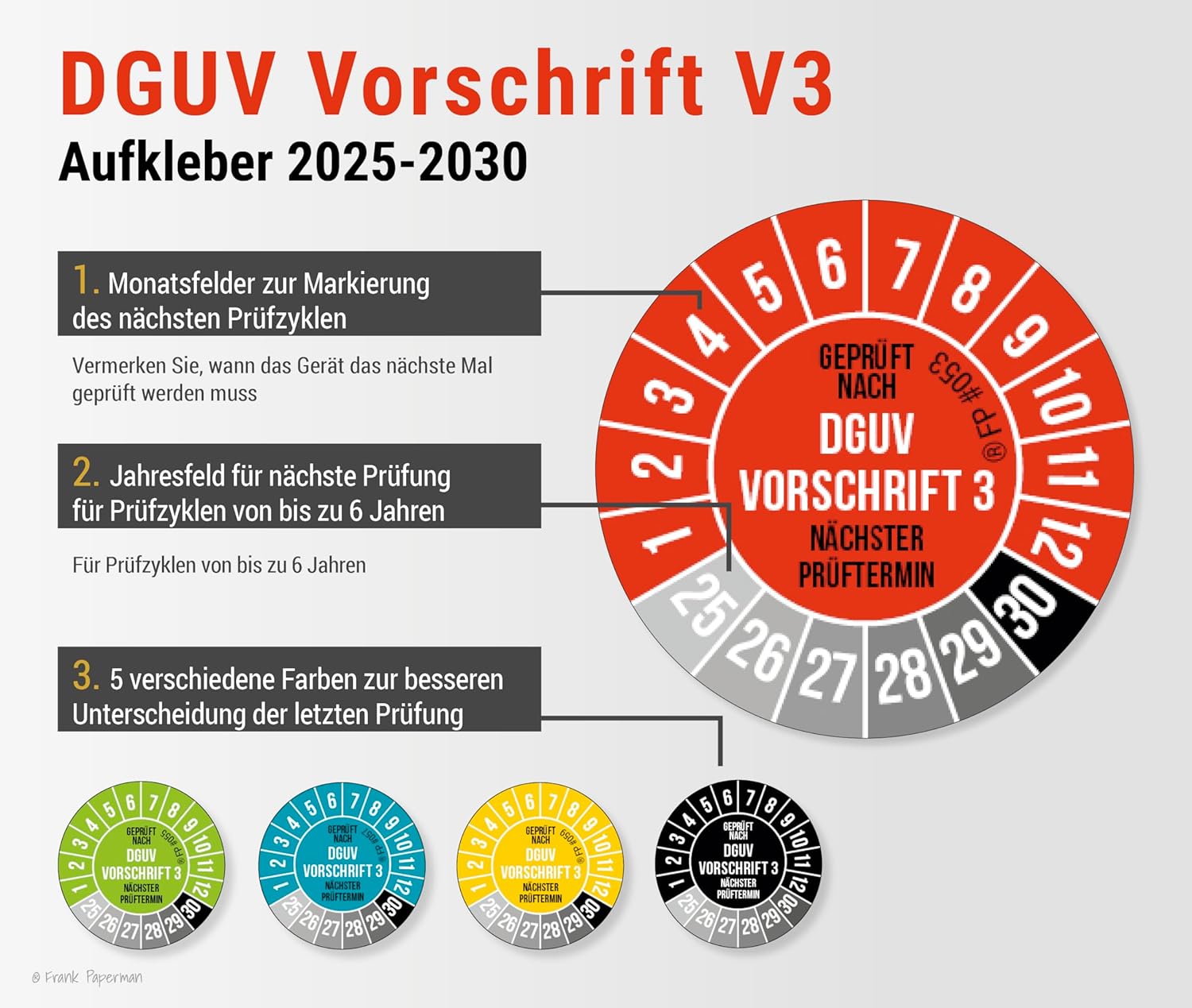 Prüfplaketten – DGUV V3 Rot