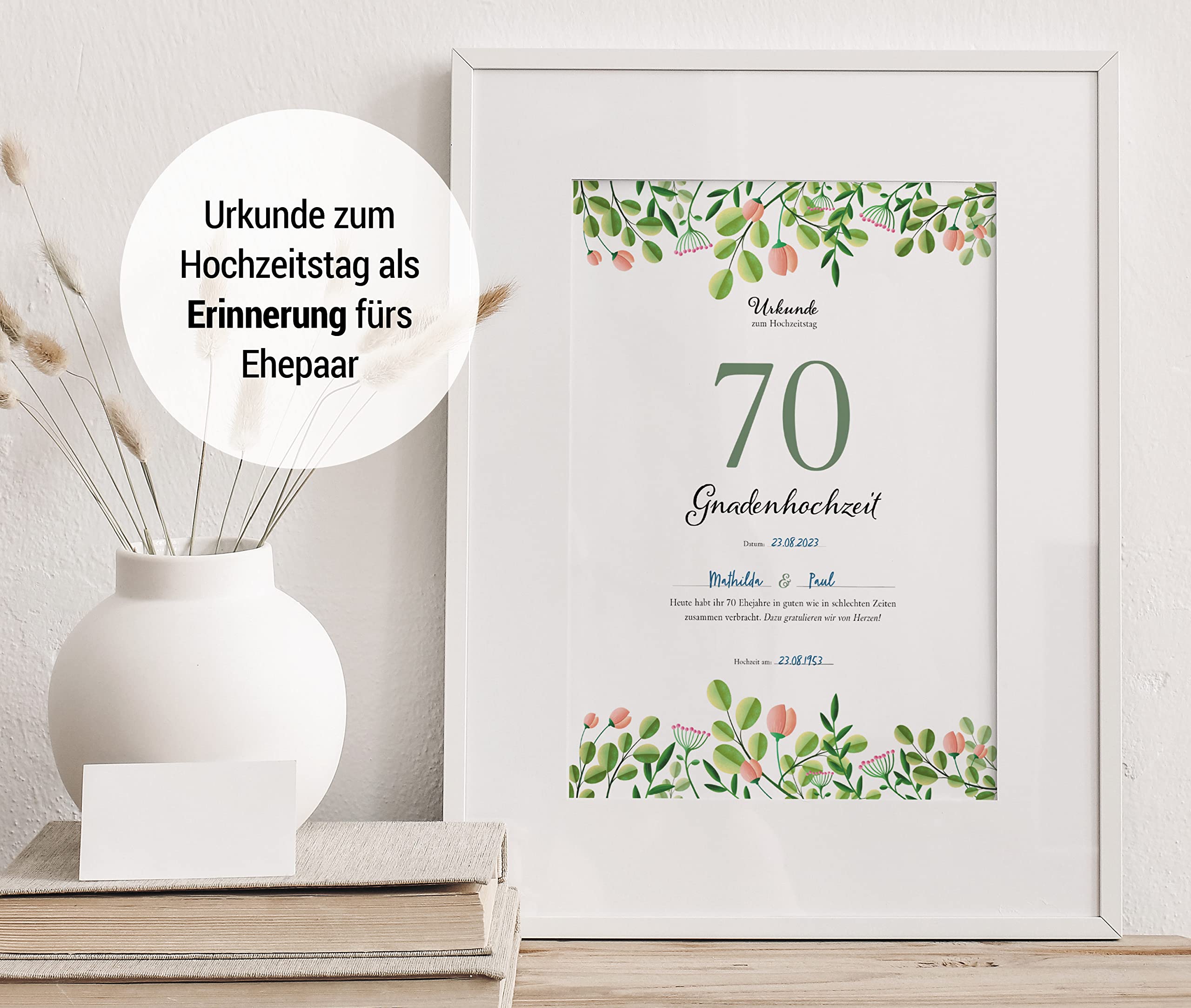 Hochzeitstagsurkunde – Floral