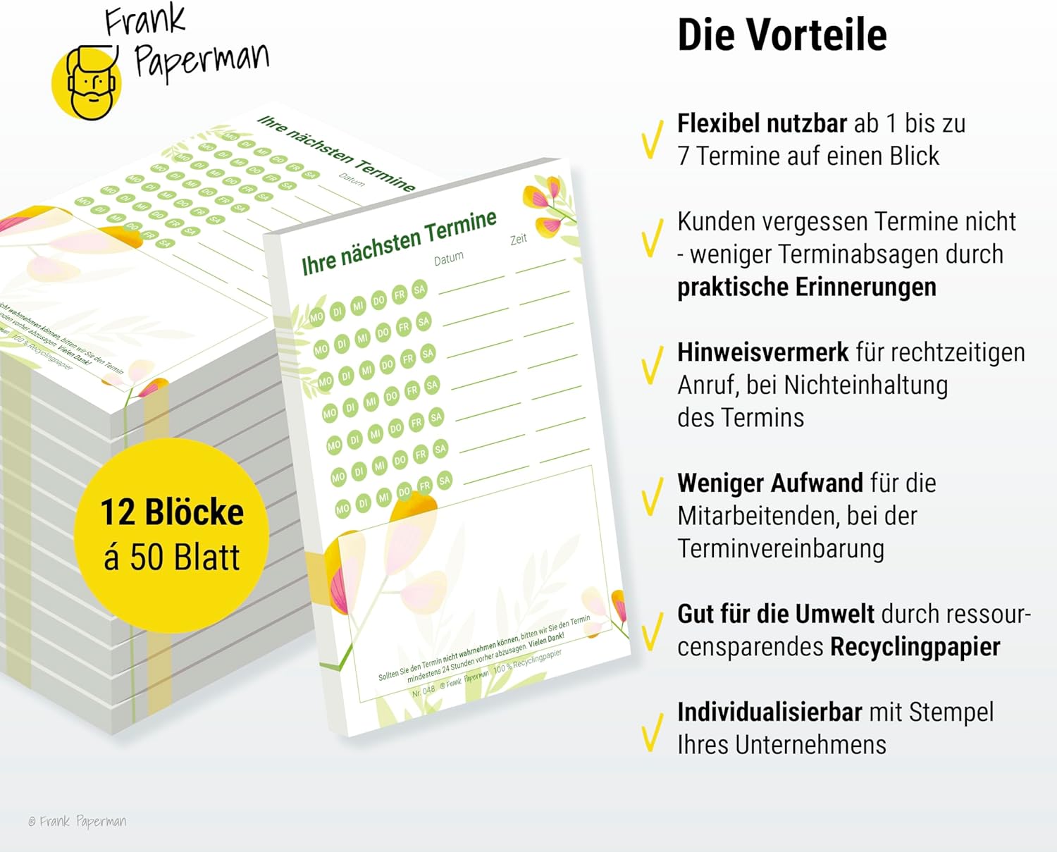 Terminzettel – 7 Termine Floral