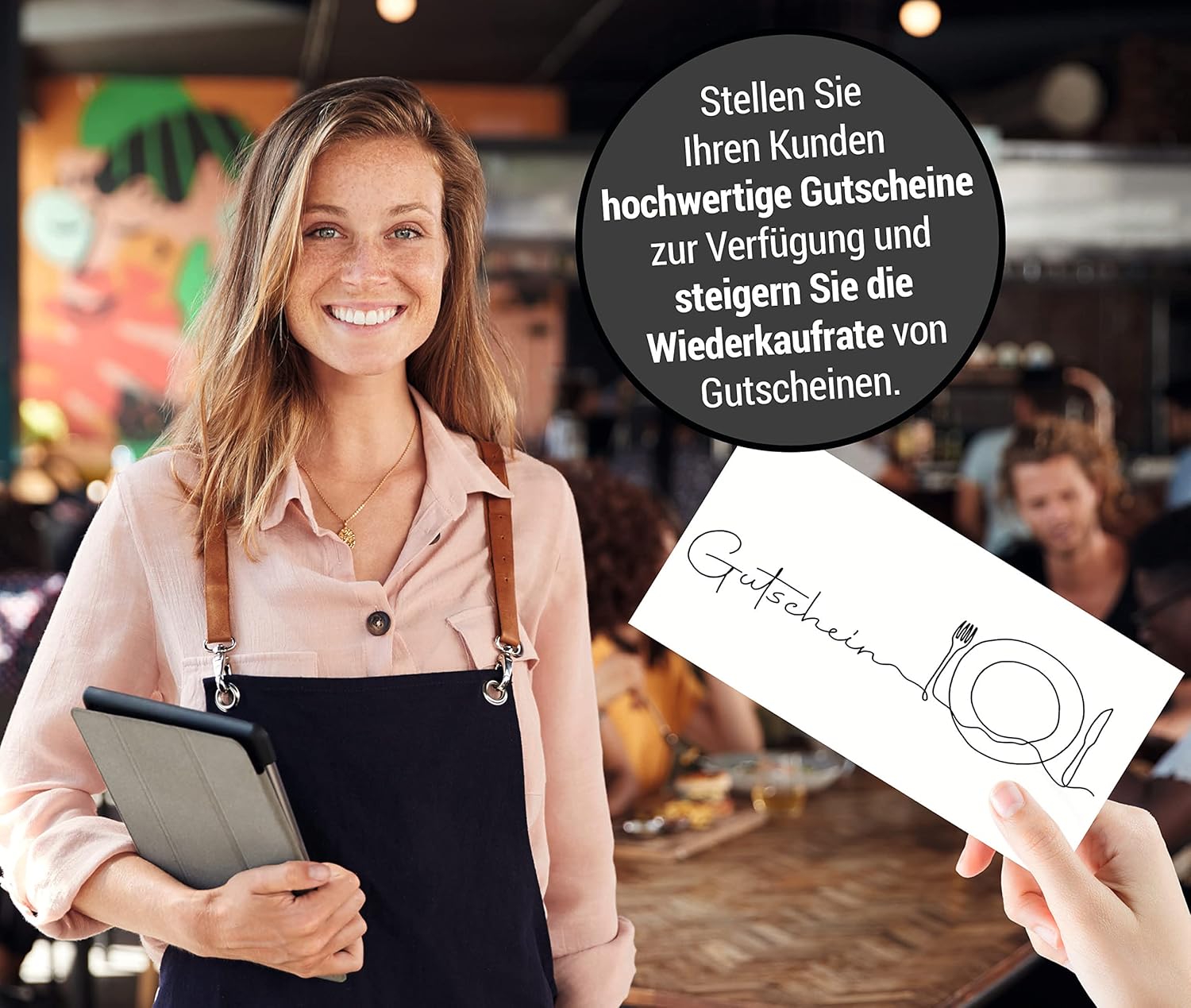 Frank Paperman® | 5x Gutschein für Kunden Gastronomie Gutschein Restaurant als Geschenkkarten | Voucher Vordruck | DIN Lang