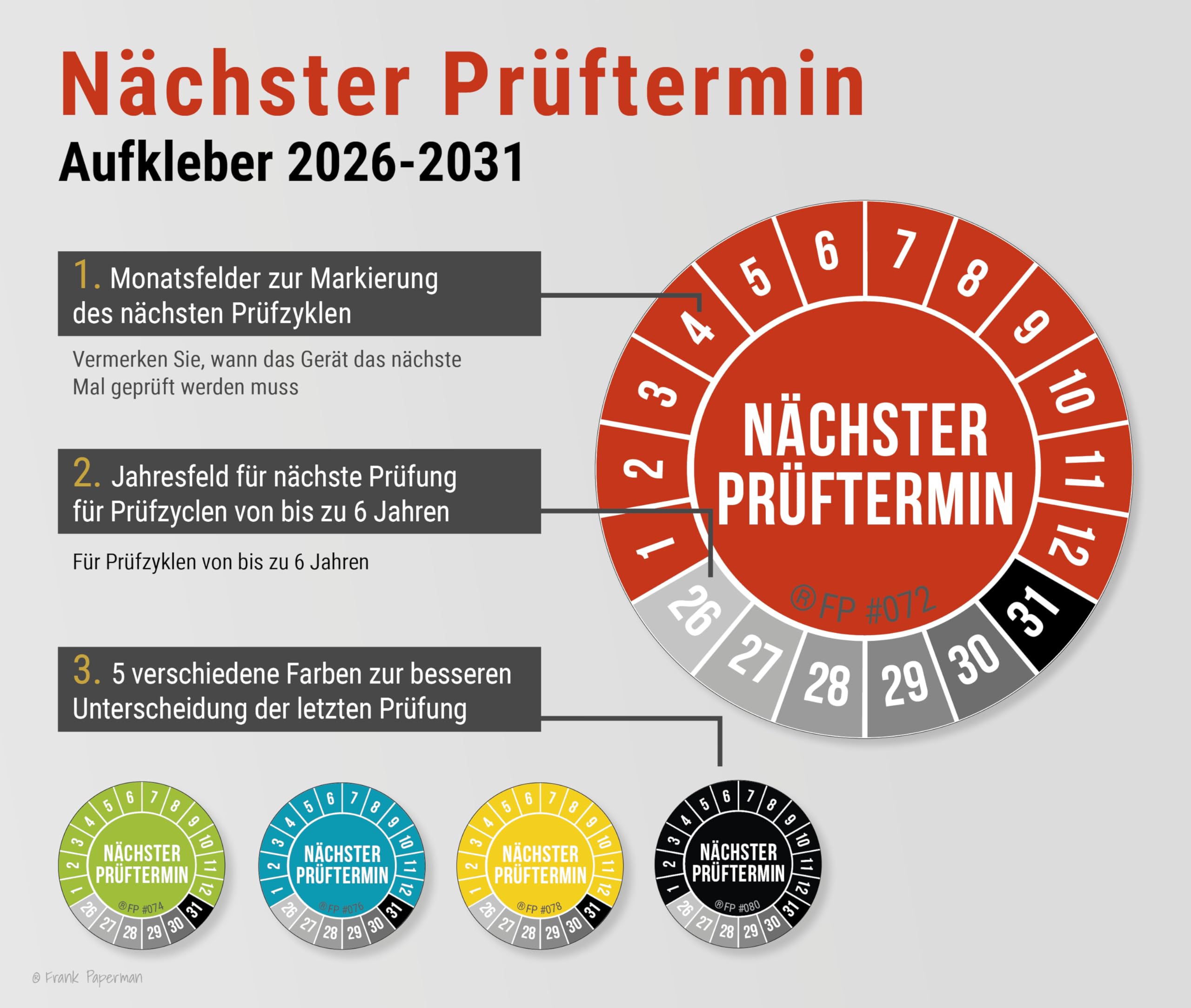 Prüfplaketten – Nächster Prüftermin Rot