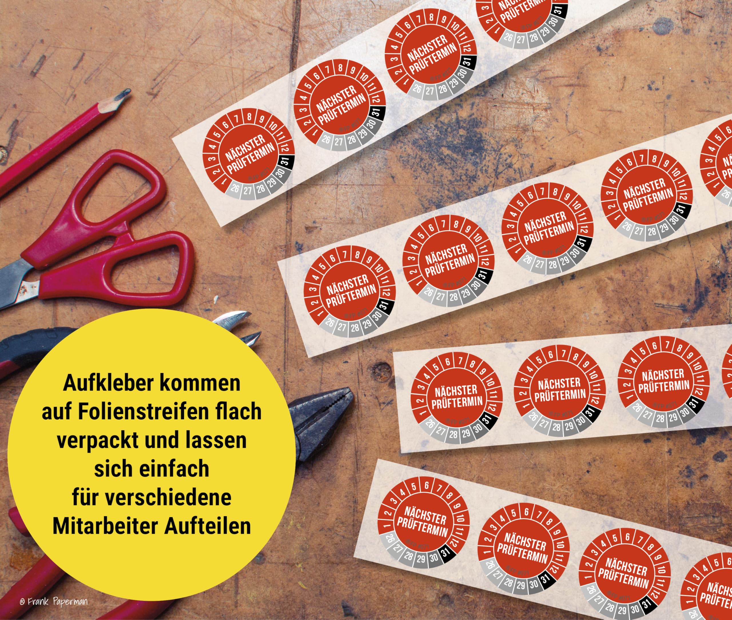 Prüfplaketten – Nächster Prüftermin Rot