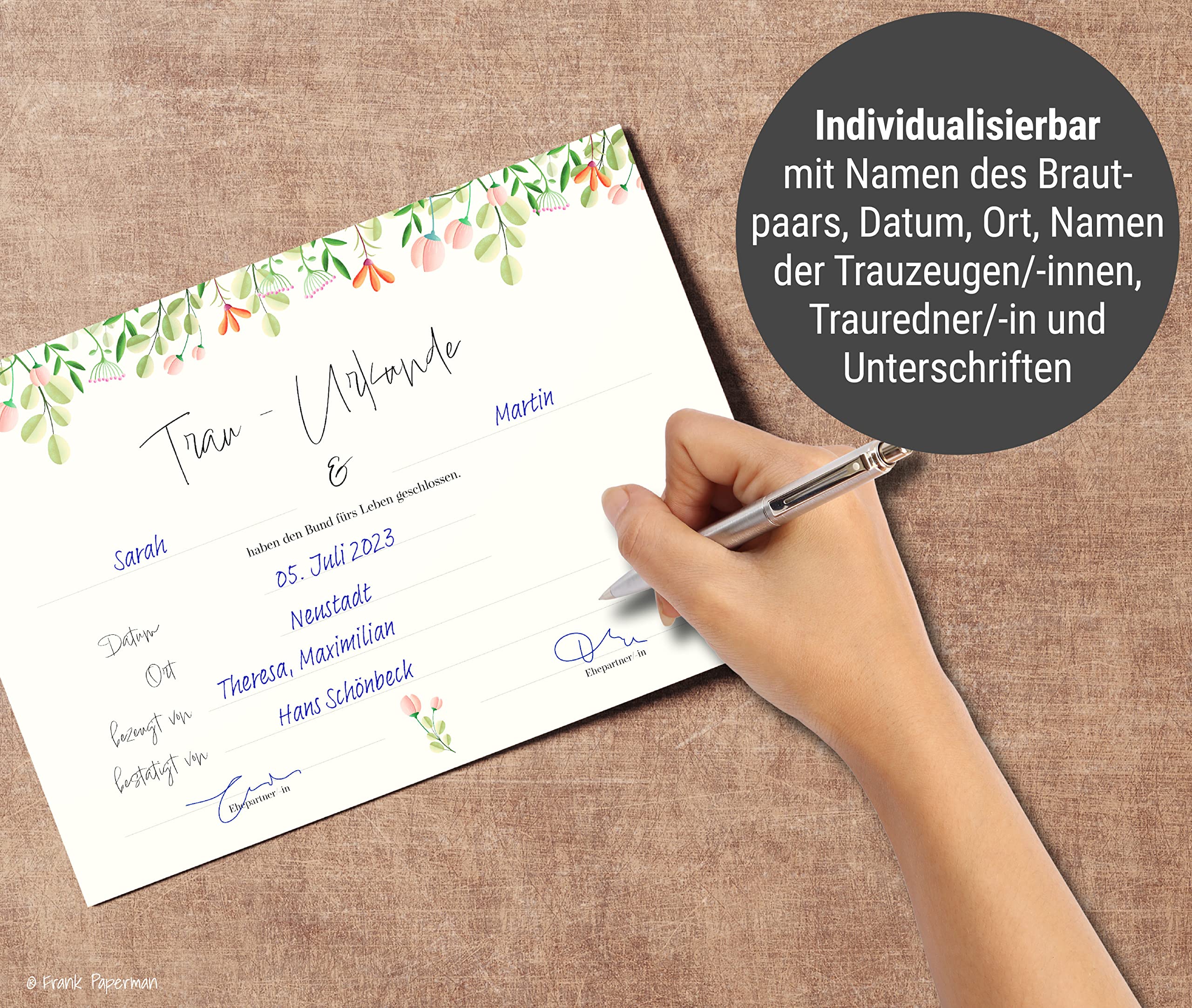 Urkunde Eheschließung – Floral