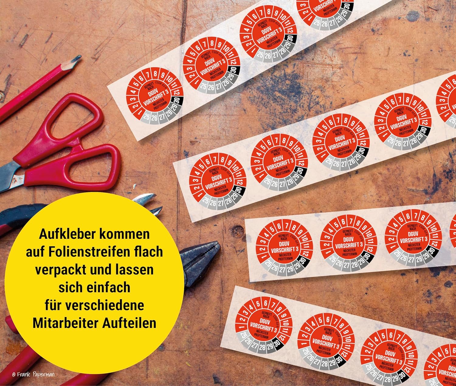 Prüfplaketten – DGUV V3 Rot