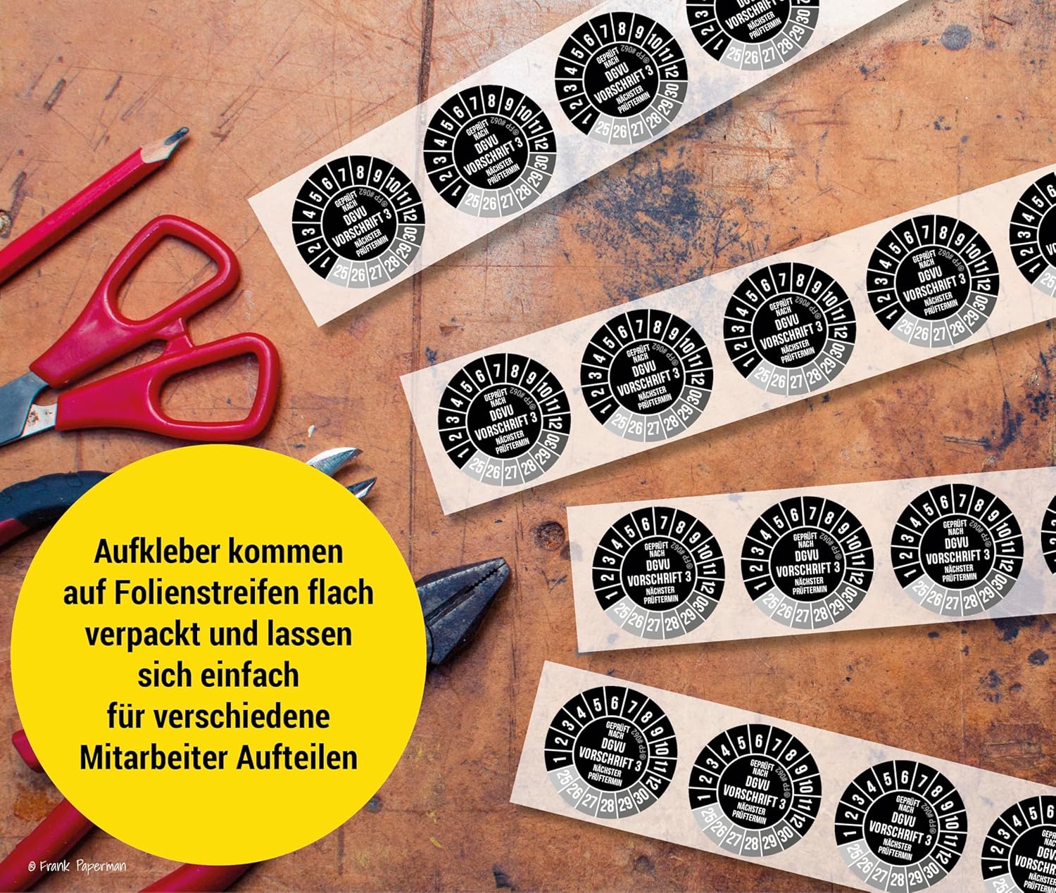 Prüfplaketten – DGUV V3 Schwarz