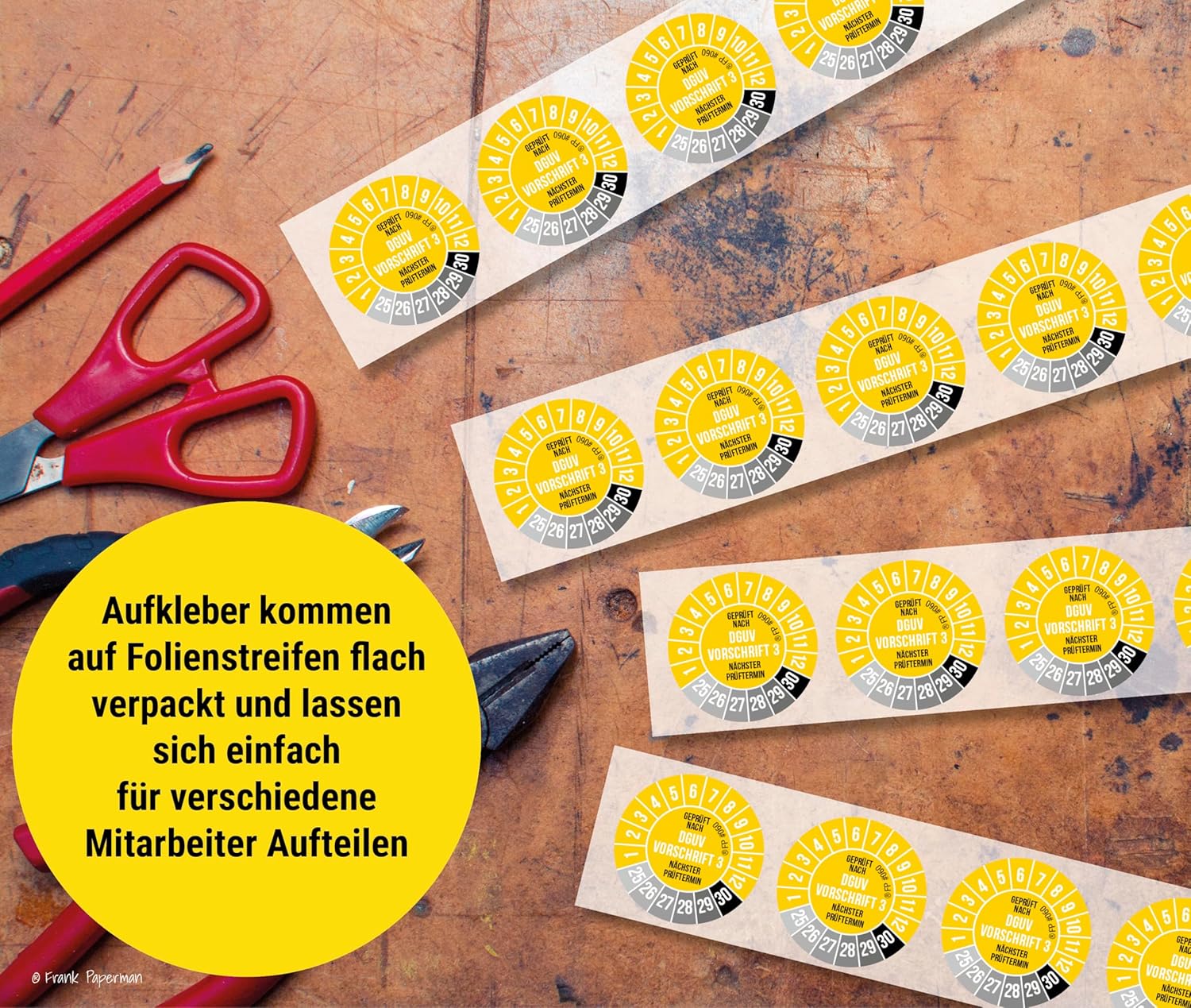 Prüfplaketten – DGUV V3 Gelb