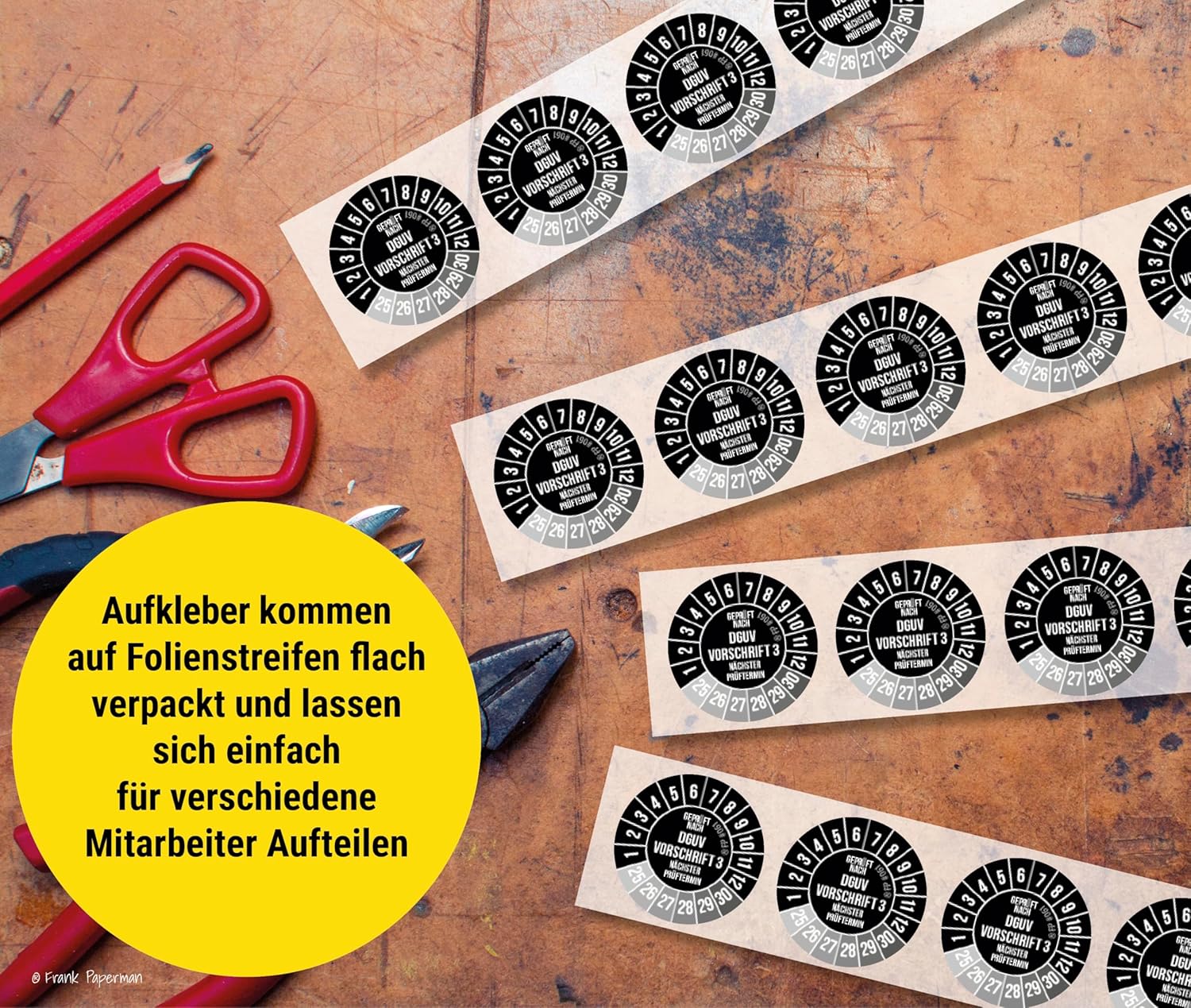 Prüfplaketten – DGUV V3 Schwarz
